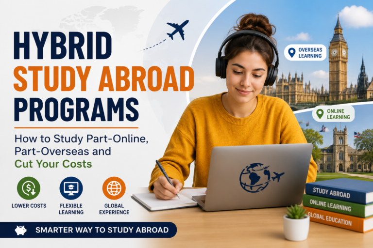 African student studying online before transitioning to a US university campus.